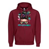Burgundy small business messy bun Zipper Hoodie - Zillion Design Studio