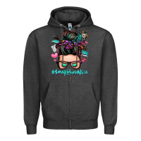 Charcoal Heather small business messy bun Zipper Hoodie - Zillion Design Studio