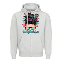 Dove Grey small business messy bun Zipper Hoodie - Zillion Design Studio