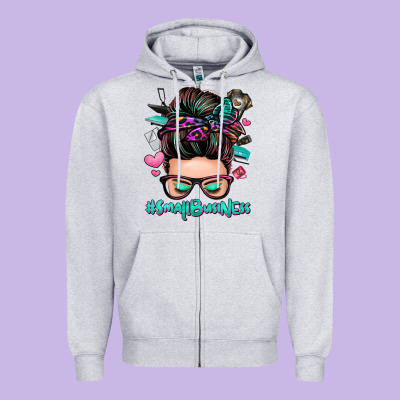 Small Business Messy Bun Zipper Hoodie Designed By Zillion Design Studio