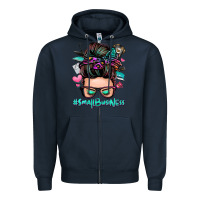 Navy small business messy bun Zipper Hoodie - Zillion Design Studio