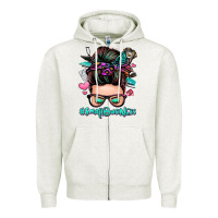 Oatmeal Heather small business messy bun Zipper Hoodie - Zillion Design Studio