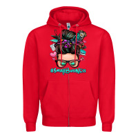 Red small business messy bun Zipper Hoodie - Zillion Design Studio