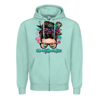Seafoam small business messy bun Zipper Hoodie - Zillion Design Studio