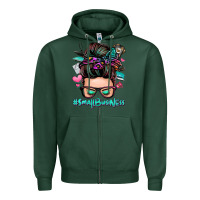 Sports Green small business messy bun Zipper Hoodie - Zillion Design Studio