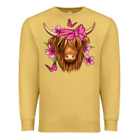 Antique Gold floral pink bandana longhaired cow Premium Sweatshirt - Jasminsmagicworld