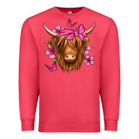 Cardinal floral pink bandana longhaired cow Premium Sweatshirt - Jasminsmagicworld