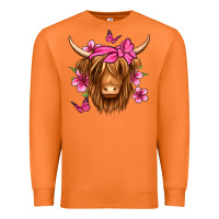 Carrot floral pink bandana longhaired cow Premium Sweatshirt - Jasminsmagicworld
