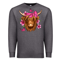 Charcoal Heather floral pink bandana longhaired cow Premium Sweatshirt - Jasminsmagicworld