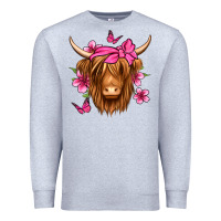 Heather Grey floral pink bandana longhaired cow Premium Sweatshirt - Jasminsmagicworld