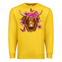 Lemon floral pink bandana longhaired cow Premium Sweatshirt - Jasminsmagicworld