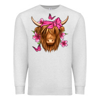 Oatmeal Heather floral pink bandana longhaired cow Premium Sweatshirt - Jasminsmagicworld