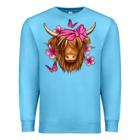 Ocean Blue floral pink bandana longhaired cow Premium Sweatshirt - Jasminsmagicworld