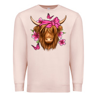 Pale Pink floral pink bandana longhaired cow Premium Sweatshirt - Jasminsmagicworld