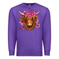 Purple floral pink bandana longhaired cow Premium Sweatshirt - Jasminsmagicworld