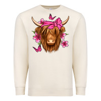 Sandshell floral pink bandana longhaired cow Premium Sweatshirt - Jasminsmagicworld