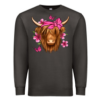 Smoke floral pink bandana longhaired cow Premium Sweatshirt - Jasminsmagicworld