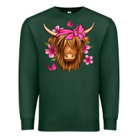 Sports Green floral pink bandana longhaired cow Premium Sweatshirt - Jasminsmagicworld