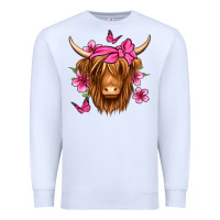 White floral pink bandana longhaired cow Premium Sweatshirt - Jasminsmagicworld