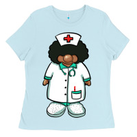 Baby Blue african nurse gnome afro hair Ladies Tee - BarkalooDesign