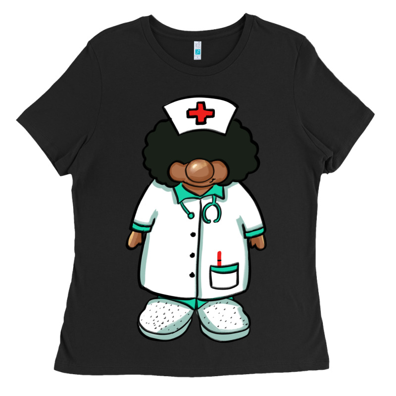 African Nurse Gnome Afro Hair Ladies Tee by BarkalooDesign | Teevron
