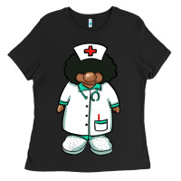Black african nurse gnome afro hair Ladies Tee - BarkalooDesign