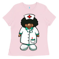 Bubblegum Pink african nurse gnome afro hair Ladies Tee - BarkalooDesign