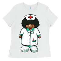 White african nurse gnome afro hair Ladies Tee - BarkalooDesign