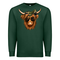 Sports Green camouflage long haired cow Premium Sweatshirt - Jasminsmagicworld