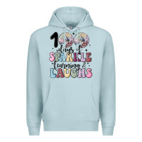 Blue Mist 100 days of sparkle learning and laugh faux sequin Premium Hoodie - MaliasSmallBusiness