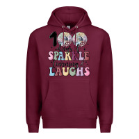 Burgundy 100 days of sparkle learning and laugh faux sequin Premium Hoodie - MaliasSmallBusiness