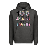 Charcoal Heather 100 days of sparkle learning and laugh faux sequin Premium Hoodie - MaliasSmallBusiness