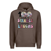 Coffee 100 days of sparkle learning and laugh faux sequin Premium Hoodie - MaliasSmallBusiness