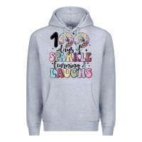 Heather Grey 100 days of sparkle learning and laugh faux sequin Premium Hoodie - MaliasSmallBusiness
