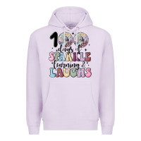 Lilac 100 days of sparkle learning and laugh faux sequin Premium Hoodie - MaliasSmallBusiness
