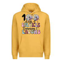 Mustard 100 days of sparkle learning and laugh faux sequin Premium Hoodie - MaliasSmallBusiness