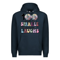 Navy 100 days of sparkle learning and laugh faux sequin Premium Hoodie - MaliasSmallBusiness