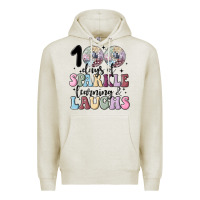 Oatmeal Heather 100 days of sparkle learning and laugh faux sequin Premium Hoodie - MaliasSmallBusiness