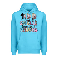 Ocean Blue 100 days of sparkle learning and laugh faux sequin Premium Hoodie - MaliasSmallBusiness