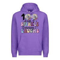 Purple 100 days of sparkle learning and laugh faux sequin Premium Hoodie - MaliasSmallBusiness