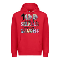 Red 100 days of sparkle learning and laugh faux sequin Premium Hoodie - MaliasSmallBusiness