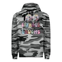 Slate Camo 100 days of sparkle learning and laugh faux sequin Premium Hoodie - MaliasSmallBusiness