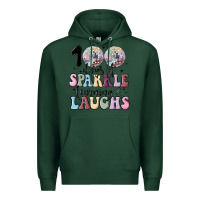 Sports Green 100 days of sparkle learning and laugh faux sequin Premium Hoodie - MaliasSmallBusiness