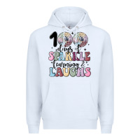 White 100 days of sparkle learning and laugh faux sequin Premium Hoodie - MaliasSmallBusiness