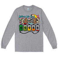 Heather Grey battery life of a teacher Long Sleeve Tee - Zillion Design Studio