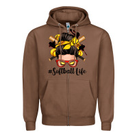 Chestnut softball life messy bun Zipper Hoodie - Zillion Design Studio