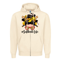 Sandshell softball life messy bun Zipper Hoodie - Zillion Design Studio