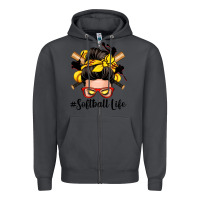 Smoke softball life messy bun Zipper Hoodie - Zillion Design Studio
