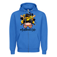 True Royal softball life messy bun Zipper Hoodie - Zillion Design Studio