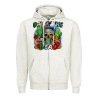 Oatmeal Heather day of the dead Zipper Hoodie - CTS Tumbler Store